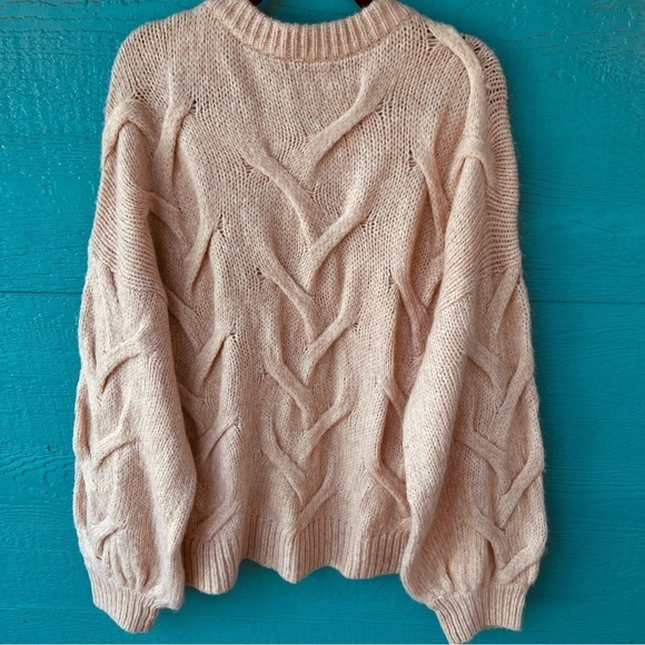 MADEWELL PLUS AVIVA CABLE KNIT NEUTRAL CARDIGAN BALLOON SLEEVES SIZE 2X NWT - Picture 3 of 7